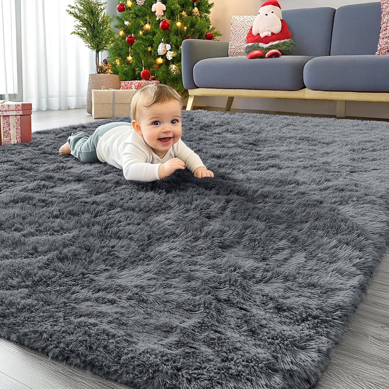 Fluffy Area Rug for Living Room: Soft Shaggy Grey Rug That’s Machine Washable