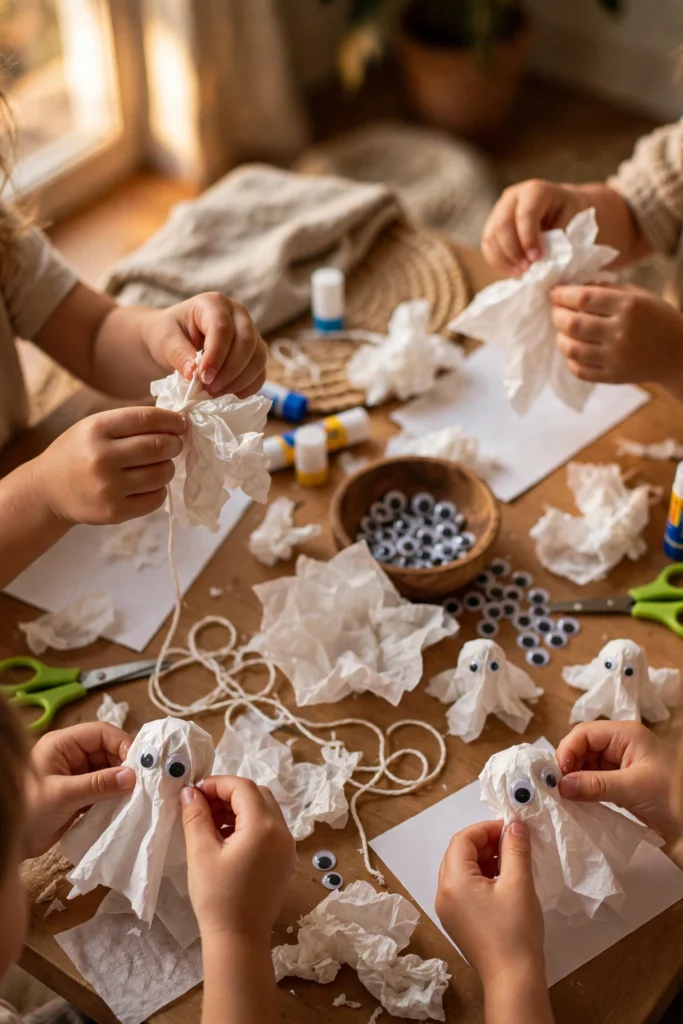 Easy ghost crafts for kids Halloween decorations