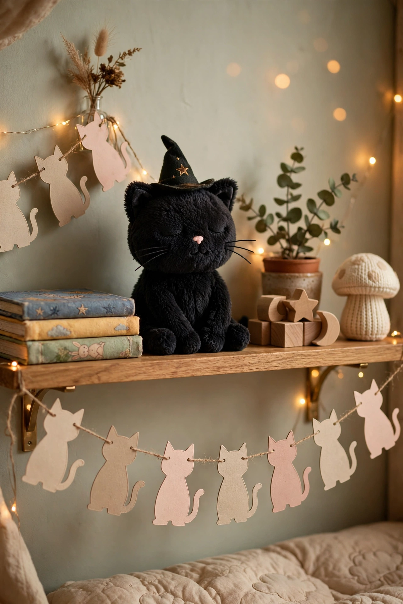 Kids black cat Halloween bedroom decor